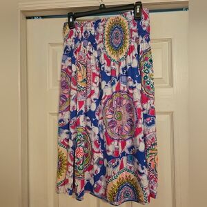 Lilly Pulitzer Elephant Midi Pull-on Skirt